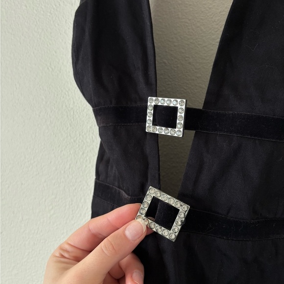 Anthropologie Black Mini Dress with Silver Accents - Picture 4 of 5